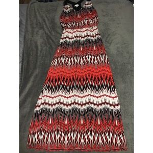 Red, white, black Maxi Dress